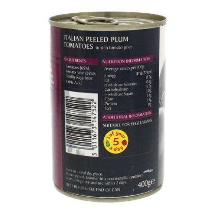 Picture of Epicure Italian Peeled Plum Tomatoes In Juice 400g(N)