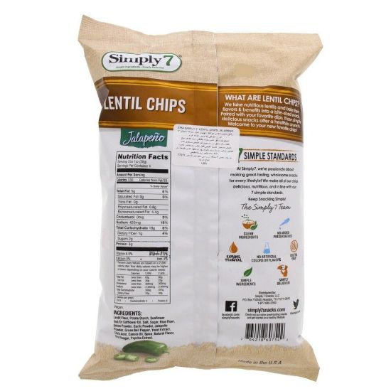 Picture of Simply 7 Lentil Chips Jalapeno 113g