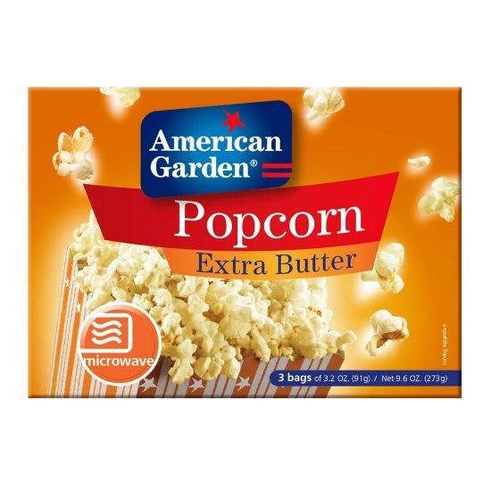 Picture of American Garden Microwave Extra Butter Popcorn Gluten Free 273g(N)