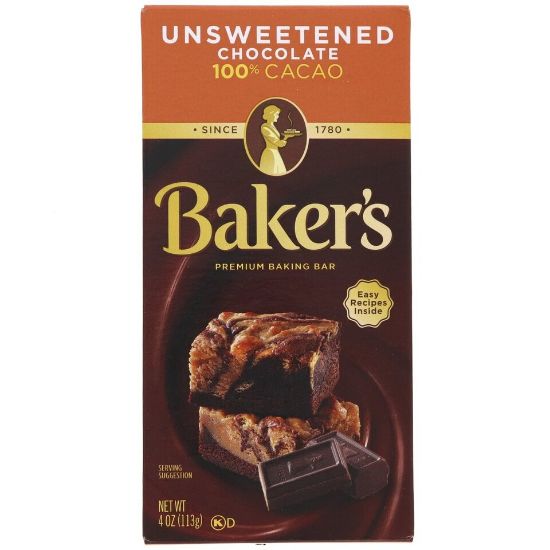 Picture of Bakers Cacao Unsweetened Premium Baking Chocolate Bar 113g(N)