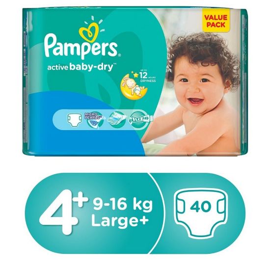 Picture of Pampers Active Baby Dry Diapers Size 4+ Maxi Plus 9-16kg Value Pack 40 pcs