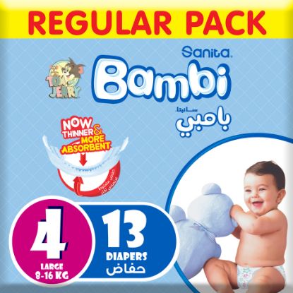 Picture of Sanita Bambi Baby Diaper Regular Pack Size 4 Large 8-16kg 13pcs