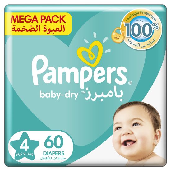 Picture of Pampers Baby-Dry Diapers Size 4, 9-14kg with Leakage Protection 60pcs