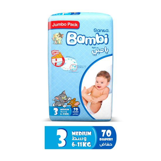 Picture of Sanita Bambi Baby Diaper Jumbo Pack Size 3 Medium 6-11kg 70pcs