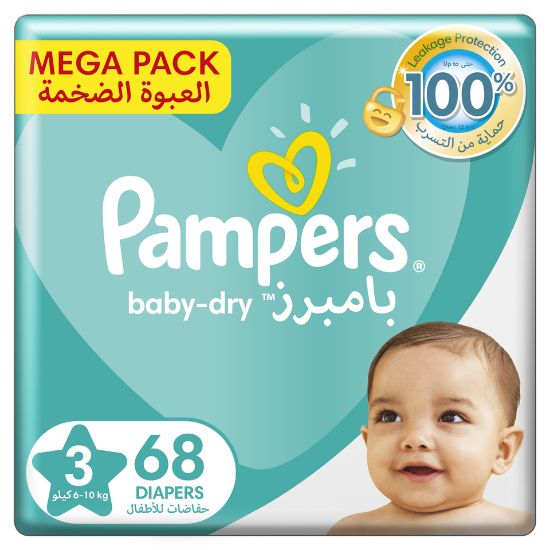 Picture of Pampers Baby-Dry Diapers Size 3, 6-10kg with Leakage Protection 68pcs