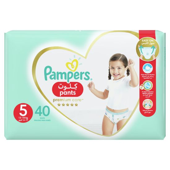 Picture of Pampers Premium Care Pants Diapers Size 5, 12-18kg with Stretchy Sides for Better Fit 40pcs