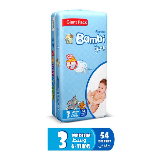 Picture of Sanita Bambi Baby Diaper Medium Size 3 6-11kg 54pcs