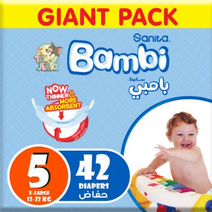 Picture of Sanita Bambi Baby Diaper Extra Large Size 5 12-22kg 42pcs