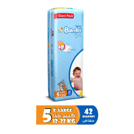 Picture of Sanita Bambi Baby Diaper Extra Large Size 5 12-22kg 42pcs