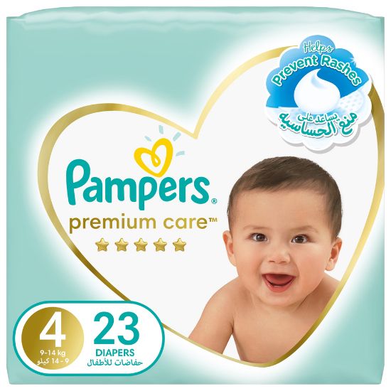 Picture of Pampers Premium Care Diapers Size 4, 9-14kg The Softest Diaper 23pcs