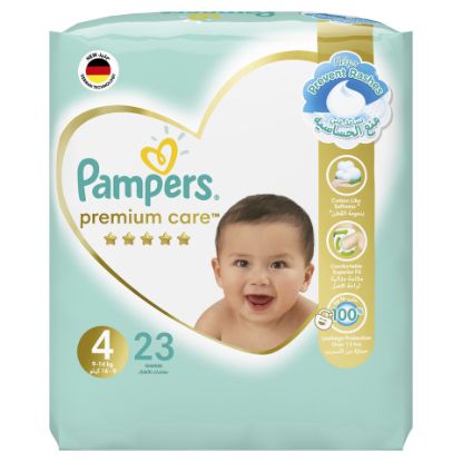 Picture of Pampers Premium Care Diapers Size 4, 9-14kg The Softest Diaper 23pcs