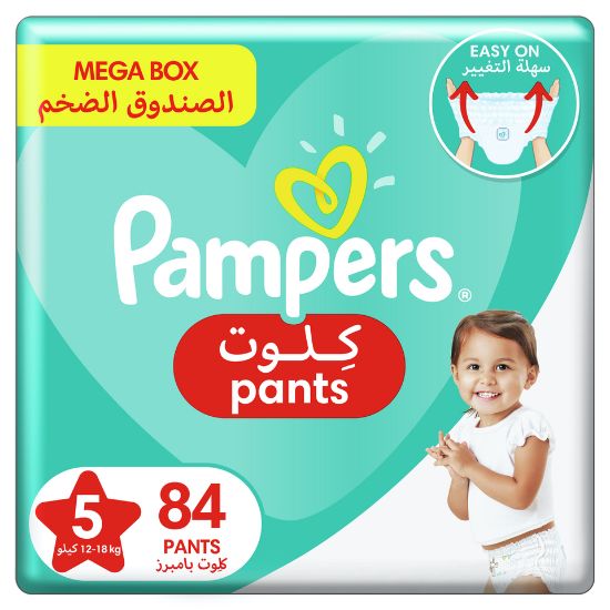 Picture of Pampers Baby-Dry Pants Diapers Size 5, 12-18kg With Stretchy Sides for Better Fit 84pcs