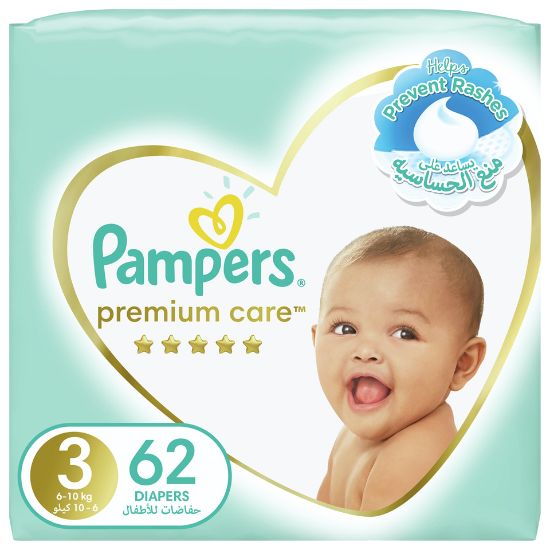 Picture of Pampers Premium Care Diapers Size 3, 6-10kg The Softest Diaper 62pcs