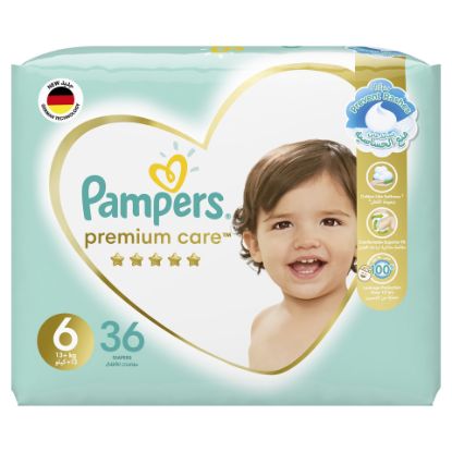 Picture of Pampers Premium Care Diapers Size 6, 13+kg The Softest Diaper 36pcs