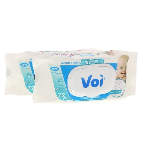 Picture of Voi Wet Baby Wipes Cream Lotion Value Pack 2 x 72pcs