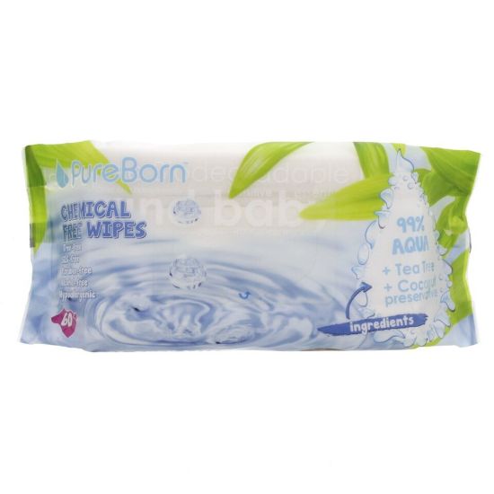 Picture of Pure Born Chemical Free Wipes 60 pcs