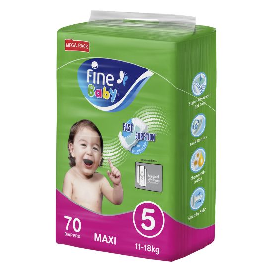 Picture of Fine Baby Diapers Size 5 Maxi 11-18kg Mega Pack 70pcs