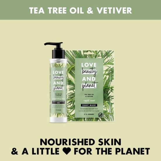 Picture of Love Beauty and Planet Sheet Mask Rapid Reset Tea Tree Oil & Vetiver 1pc