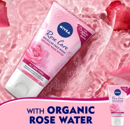 Picture of Nivea Micellar Organic Rose Water Face Wash All Skin Types 150ml