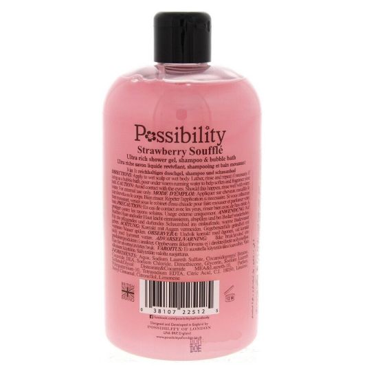 Picture of Possibility Strawberry Souffle Ultra Rich Shower Gel, Shampoo And Bubble Bath 525ml