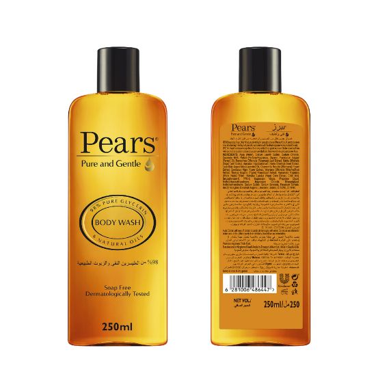 Picture of Pears Pure & Gentle Body Wash with Natural Oils 98% Pure Glycerin Dermatologically Tested Paraben Free 250ml