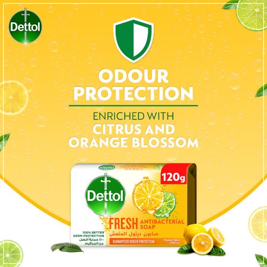 Picture of Dettol Fresh Anti-Bacterial Bathing Soap Bar Citrus & Orange Blossom Fragrance 120g