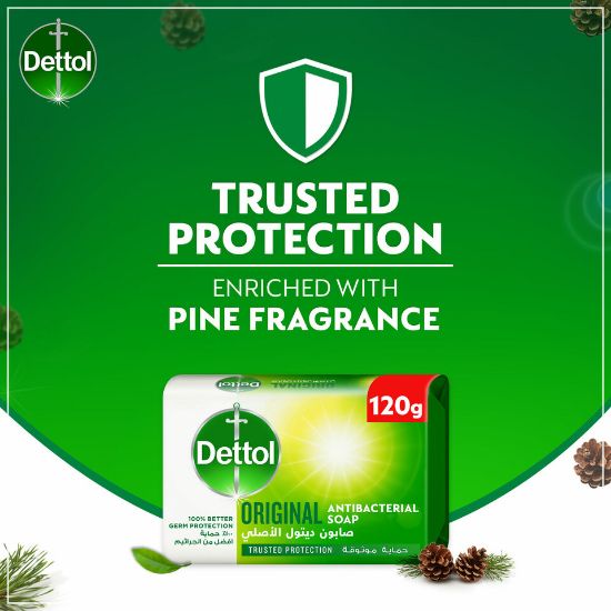 Picture of Dettol Original Anti-Bacterial Bathing Soap Bar Pine Fragrance 120g