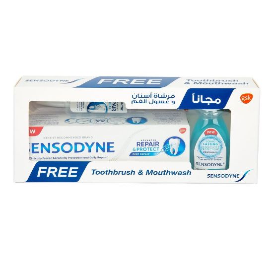 Picture of Sensodyne Toothpaste 75ml + Toothbrush + Mouthwash