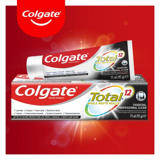 Picture of Colgate Total 12 Hour Protection Charcoal Deep Clean Toothpaste 75ml