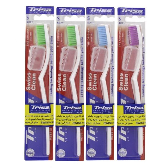 Picture of Trisa Swiss Clean Original Tooth Brushes Soft 4Pcs Assorted Colours