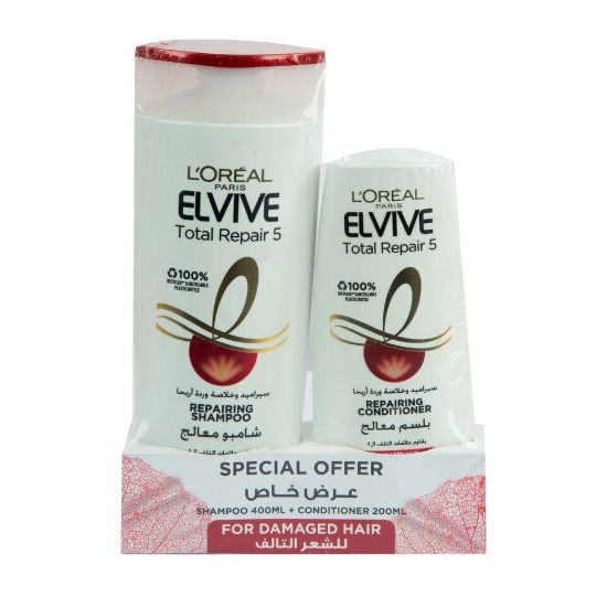 Picture of L'Oreal Paris Elvive Total Repair 5 Repairing Shampoo For Damage Hair 400 ml + Repairing Conditioner 200 ml