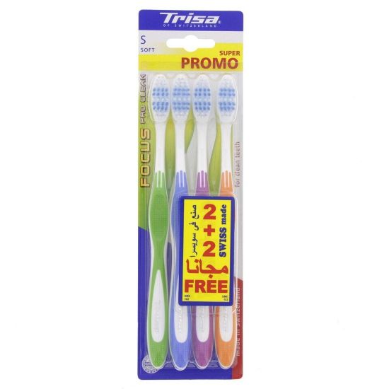 Picture of Trisa Focus Toothbrush Soft Assorted 4pcs