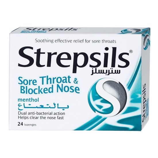 Picture of Strepsils Sore Throat & Blocked Nose Menthol 24pcs