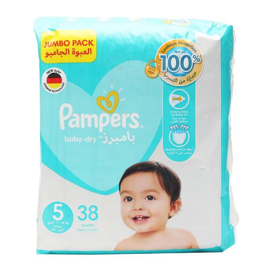 Picture of Pampers Baby-Dry Diapers Size 5, 11-16kg with Leakage Protection 38pcs