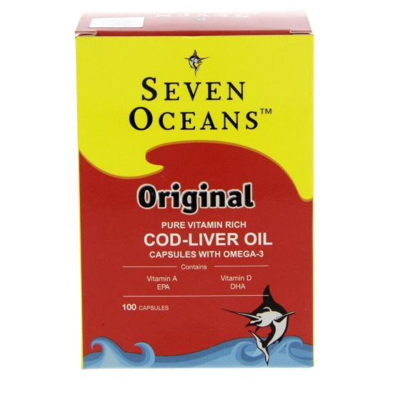 Picture of Seven Oceans Original Pure Vitamin Rich COD-Liver Oil Capsules With Omega-3 100pcs