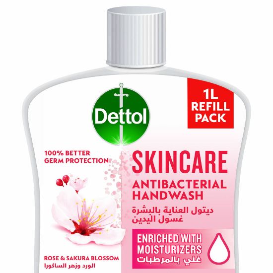 Picture of Dettol Skincare Handwash Liquid Soap Refill Rose & Sakura Blossom Fragrance 1Litre