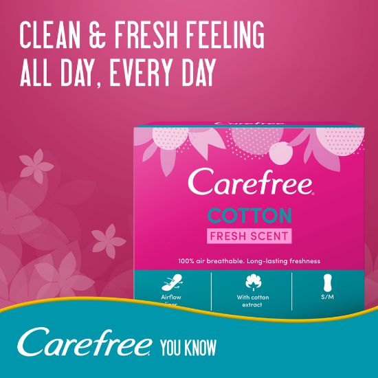 Picture of Carefree Panty Liners Cotton Feel Fresh Scented 76pcs