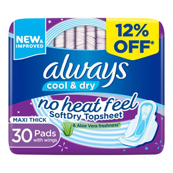 Picture of Always Clean & Dry Maxi Thick Large Sanitary Pads with Wings 30pcs