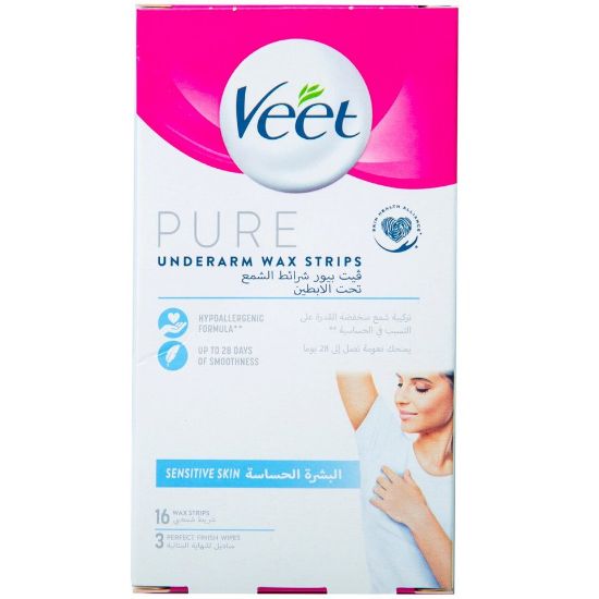 Picture of Veet Pure Underarm Wax Strips Sensitive 16pcs