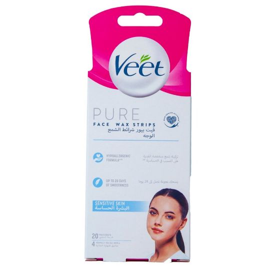 Picture of Veet Pure Face Wax Strips Sensitive Skin 20pcs