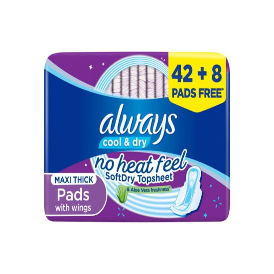 Picture of Always Cool & Dry No Heat Feel Maxi Thick Large Sanitary Pads With Wings 50pcs