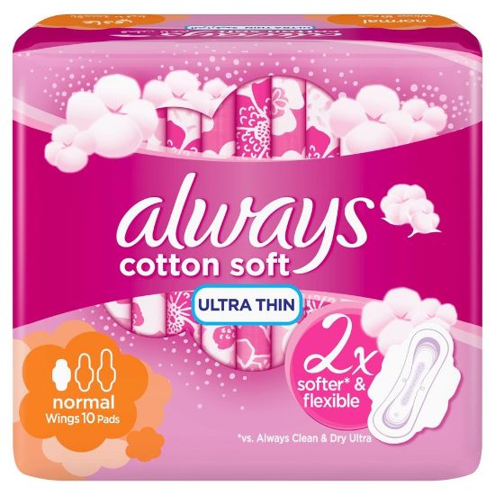 Picture of Always Cotton Soft Ultra Thin Normal Sanitary Pads with Wings 10pcs