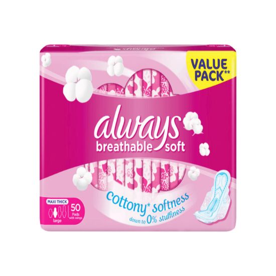 Picture of Always Breathable Soft Maxi Thick Large Sanitary Pads With Wings 50pcs