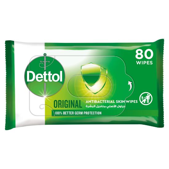 Picture of Dettol Original 2 in 1 Antibacterial Skin and Surface Wipes for 100% Better Germ Protection 80pcs