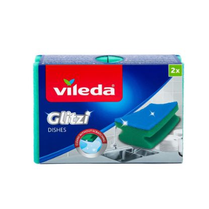 Picture of Vileda Glitzi for Dishes Sponge Scourer Dish Washing High Foam 2pcs