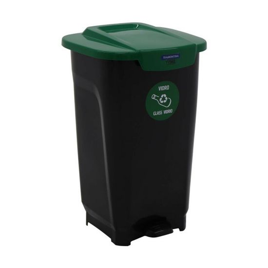 Picture of Tramontina Recycle T-Force Pedal Bin 50Lt Black Green