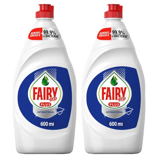 Picture of Fairy Plus Antibacterial Dishwashing Liquid Soap With Alternative Power To Bleach Value Pack 2 x 600ml(N)