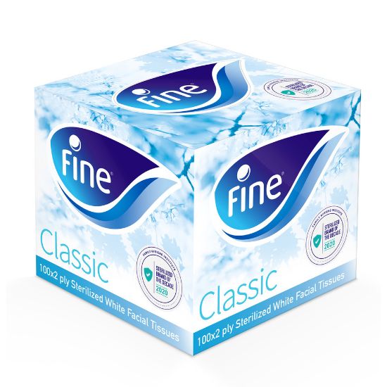 Picture of Fine Facial Tissue White Sterilized Square 2ply 100 Sheets