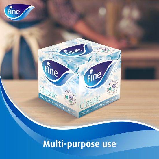 Picture of Fine Facial Tissue White Sterilized Square 2ply 100 Sheets