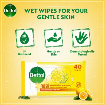 Picture of Dettol Fresh Antibacterial Skin Wipes 40pcs